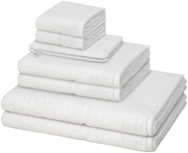 Möve for frottana Pearl 8 tlg. Frottier-Set - 2 X Handtuch (50 X 100cm), 2 X Duschtuch (67 X 140cm), 2 X Gästetuch (30 X 50cm), 2 X Waschhandschuh (16 X 22cm) - 500 g/m² - Snow