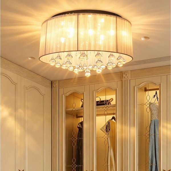 oyajia LED Deckenleuchte 48W Kristall Deckenleuchte, G9 Pendelleuchte mit Rundem Gaze-Schirm, ohne Leuchtmittel, kaltweiß, warmweiß, neutralweiß, Lampenschirm aus Organza, G9-Fassung, 8-flammige Deckenleuchte 40x20 cm