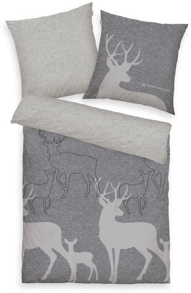 Bettwäsche TOM TAILOR Flanell BL 155x220 cm grau Bettbezug Bettzeug