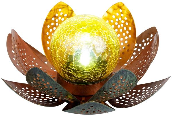 LED Solarleuchte, Lotusblume, grün, gold