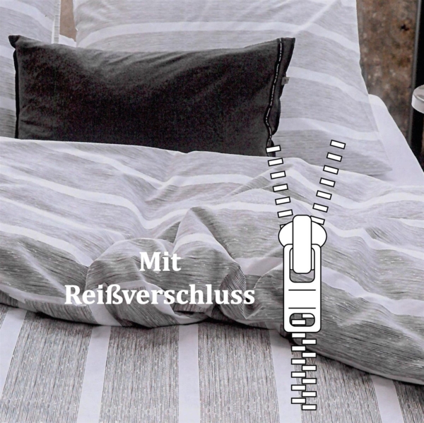 Bettwäsche 2-tlg. Bettbezug Set 135x200cm + 80x80cm - Stripe Along - Schlafkomfort Bettgarnitur mit Reißverschluss Baumwolle Bild 4