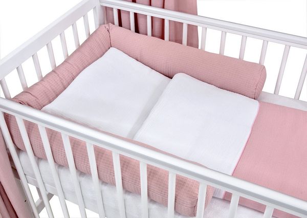 Baby-Delux Komplettbett Hausbett Babybett Komplettset Waffelpique Musselin, 12-tlg, Kinderbett 60x120 cm weiß, Bettset verschiedene Designs
