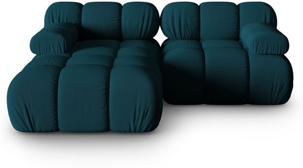 Micadoni Modulares Ecksofa Bellis 3-Sitzer Links 3D-Stoff Sonic Marineblau