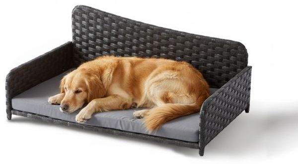 Relaxdays Hundebett Rattan mit Kissen
