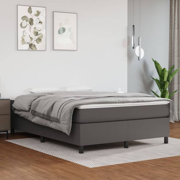 vidaXL Boxspringbettgestell Grau 140x200 cm Kunstleder 3121051