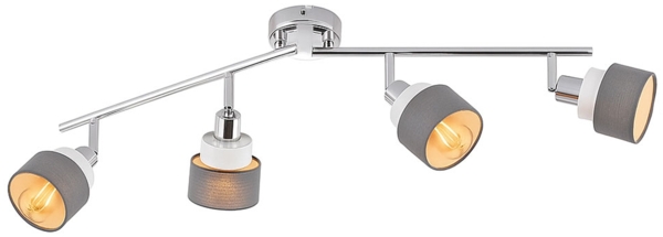 Deckenleuchte, chrom grau, dimmbar, Spots schwenkbar, L 85 cm