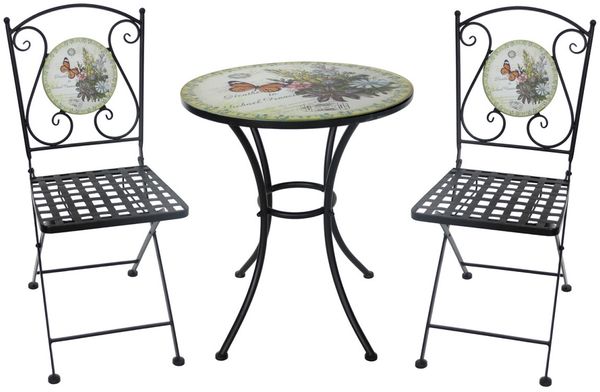 HTI-Living Garten-Essgruppe Tisch und 2 Stühle Celia Schmetterling, (Set, 3-tlg, 1 Tisch 2 Stühle), Sitzgruppe Essgruppe Balkonset