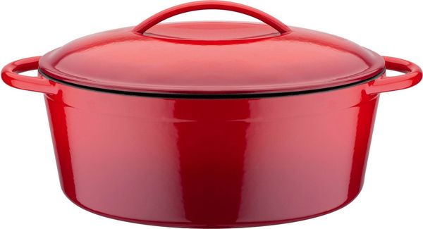 GSW Bräter Red Shadow, Gusseisen, oval,Dunstzapfen im Deckel z.Garen im eigenen Saft, 33x25cm, Induktion