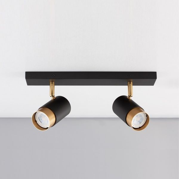 Nova Luce 9111434 POGNO Spotleuchte 2-flammig Schwarz Gold GU10