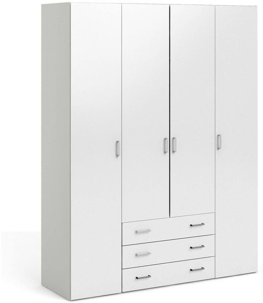 Dmora Großer Kleiderschrank Amoruccio, Schlafzimmermöbel, Schrank, Garderobe, 154x50 h200 cm, Glänzendes Weiß