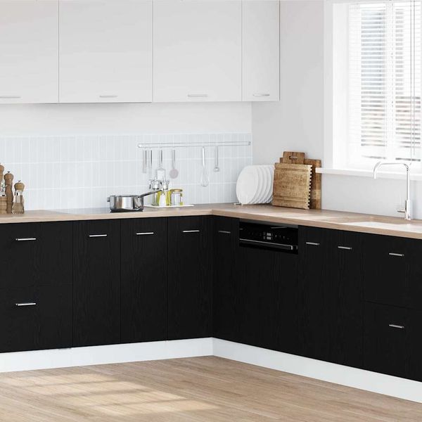 Hängeschrank, Buffetschrank Schwarz Eichen-Optik 75,5x75,5x80,5 cm