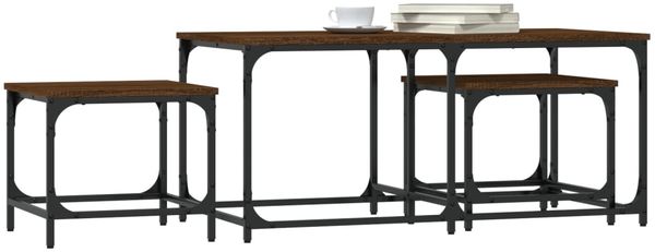 vidaXL Satztische 3 Stk. Braun Eichen-Optik Holzwerkstoff 835393 Bild 3
