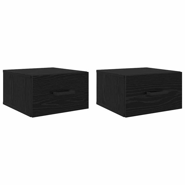 2er-Set Nachttische, Beistelltische für Schlafzimmer Schwarz Eichen-Optik 35 x 35 x 20 cm