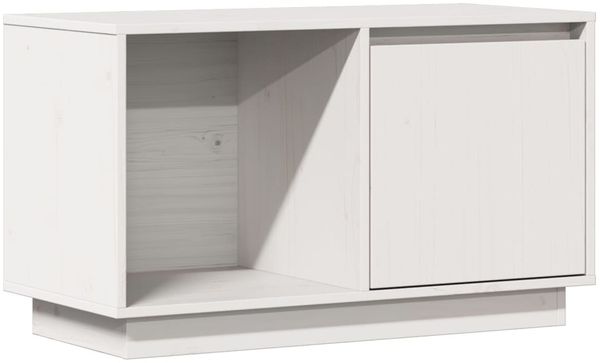 TV-Schrank Lowboard TV Weiß 74x35x44 cm Massivholz Kiefer d6042e
