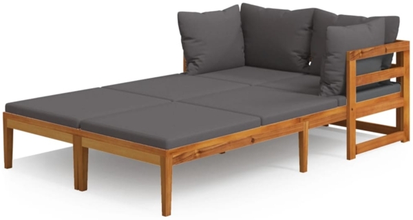 vidaXL Sonnenliegen mit Dunkelgrauen Kissen 2 Stk. Akazienholz 3087269