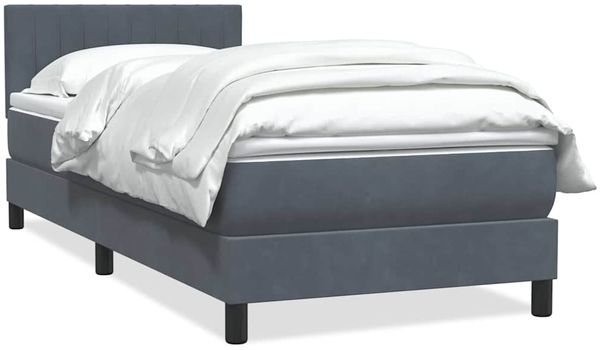 vidaXL Boxspringbett mit Matratze Dunkelgrau 90x220 cm Samt 3316432