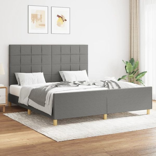 vidaXL Polsterbett mit Kopfteil Stoff Dunkelgrau 160x200 cm