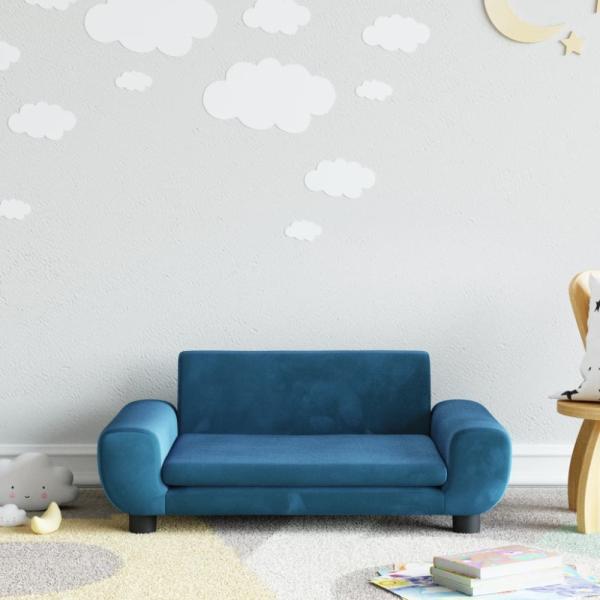 vidaXL Kindersofa Blau 70x45x33 cm Samt 3196386