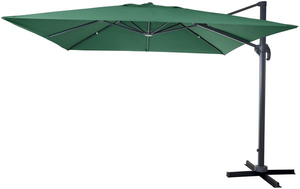 Gastronomie-Ampelschirm HWC-A96, Sonnenschirm 3x3m (Ø4,24m) Polyester Alu/Stahl 23kg ~ dunkelgrün ohne Ständer Bild 8