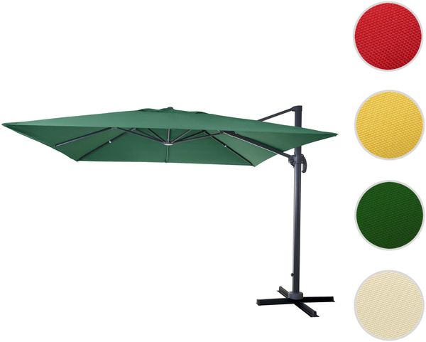 Gastronomie-Ampelschirm HWC-A96, Sonnenschirm 3x3m (Ø4,24m) Polyester Alu/Stahl 23kg ~ dunkelgrün ohne Ständer Bild 9