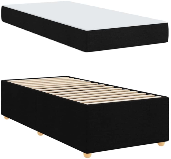 vidaXL Bettrahmen mit Matratze Schwarz 80 x 200 cm Stoff 3399316 Bild 4