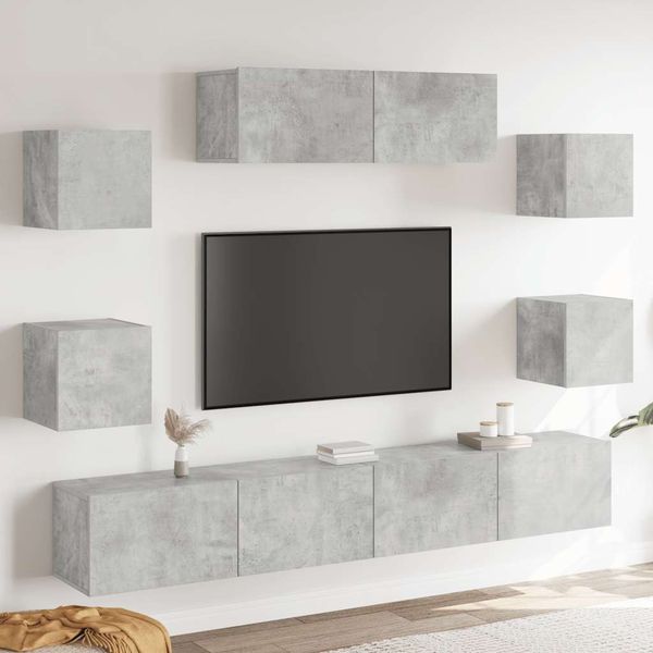 vidaXL 7-tlg. TV-Schrank-Set Betongrau Holzwerkstoff 3114521