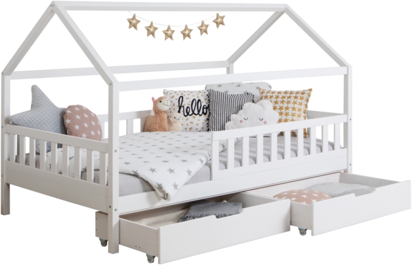 Kinderbett Hausbett "Kay" 120x200 Kiefer Massiv Bild 1