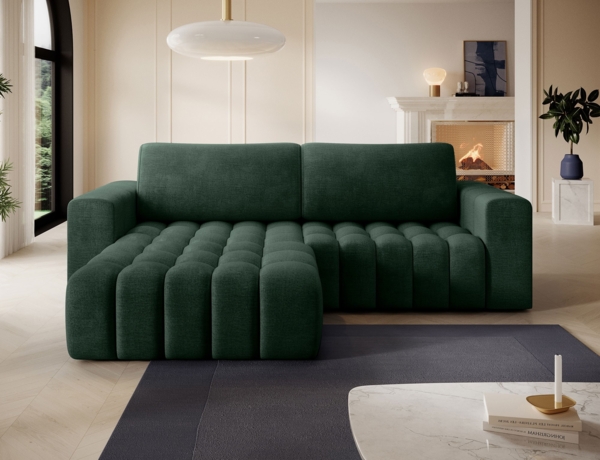 Eltap 'Bonett' Ecksofa mit Schlaffunktion, 92 x 175 x 250 cm, Dunkelgrün, Links