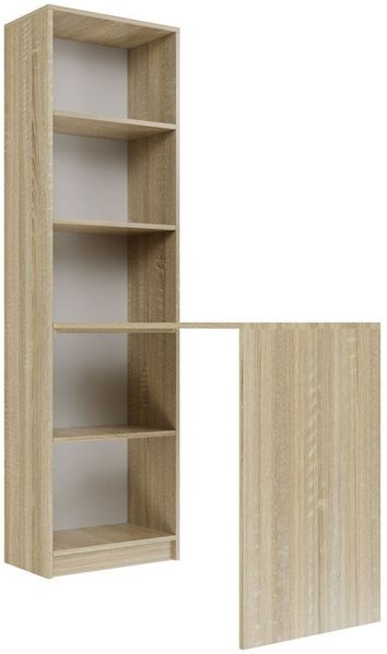 ibonto REGAL-SCHREIBTISCH SONOMA-EICHE mit Bücherregal (H 79 x T 45 x B 125 cm)