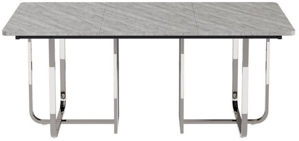 KLAM HOME Esstisch 180 x 80 x 75 cm mit Metallbeine rechteckiger Esstisch für 6 Personen, Grau (großer Esstisch, rechteckiger Esstisch, Küchentisch, 1-St), Esstisch für 6 Personen, moderner einfacher Esstisch, Grau + Silber