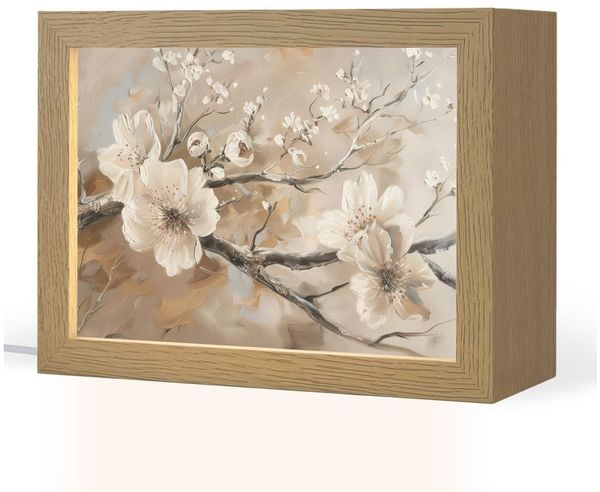OnlyWow Tischleuchte Blumen - Natur - Weiß - Blüte - Abstrakt, Dimmbar, Farbwechsel, LED, Warmweiß, Kaltweiß, Neutralweiß Einstellbar, Tischlampe, Schreibtischlampe, Desk, Dimmbar, mit Kabel, LED