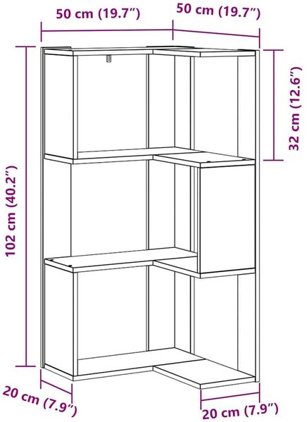 vidaXL Bücherregal Schwarz Eichen-Optik 50 x 50 x 102 cm 868050 Bild 11