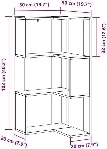 vidaXL Bücherregal Schwarz Eichen-Optik 50 x 50 x 102 cm 868050 Bild 10