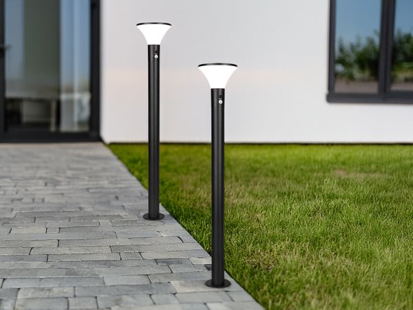2er SET Wegeleuchten mit Solar und Strom, Hybrid mit Bewegungsmelder, Höhe 100cm