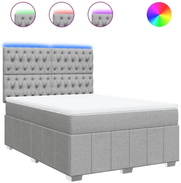 vidaXL Boxspringbett mit Matratze Hellgrau 160x200 cm Stoff 3294026