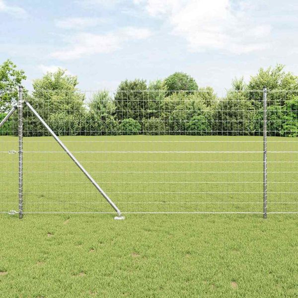 vidaXL Outdoor Euro Zaun mit Spitzen 10 x 1 m Verzinkter Stahl Silber 3350735