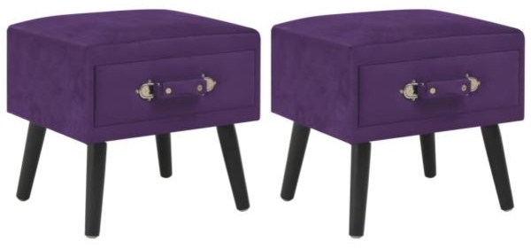 vidaXL Nachttische 2 Stk. Dunkelviolett 40 x 35 x 40 cm Samt 276385