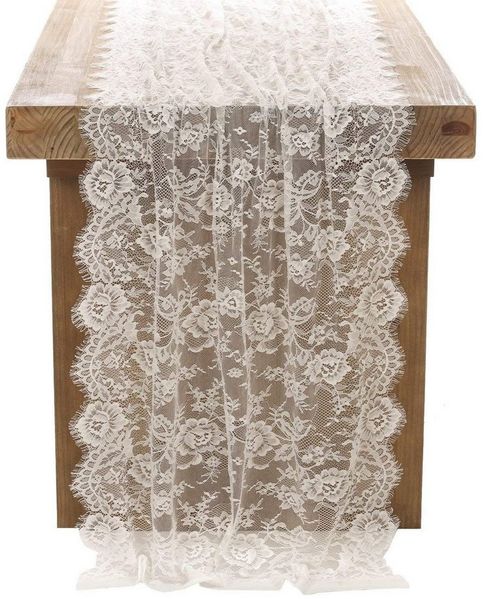 FOUORTUNATE-BEE Tischdecke Weiße Spitze Tischdecke in Spitzenauflage Vintage (Bestickte Spitzeauflage für Hochzeit Vintage Rezeption Dekor, Sommer Outdoor Party Boho Hochzeit Tisch Dekor)