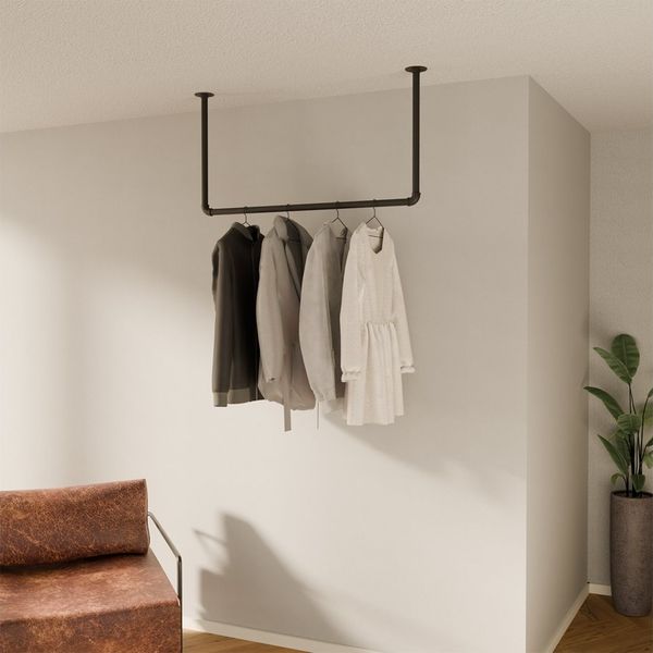pamo. design Garderobenstange HANG, (zur Deckenmontage), Offene Garderobe für den Eingangsbereich oder als Handtuchhalter