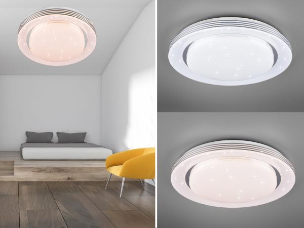 LED Deckenleuchte ATRIA Fernbedienung, dimmbar Sternenhimmel Weiß Ø48cm