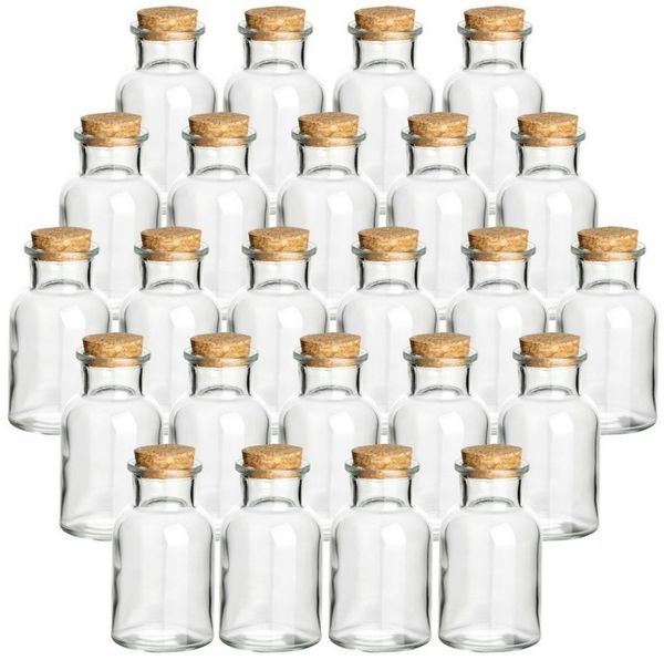 gouveo Gewürzbehälter Gewürzgläser rund mit Korken - Leere Korkengläser 30 - 500 ml, (24-tlg, 125 ml)