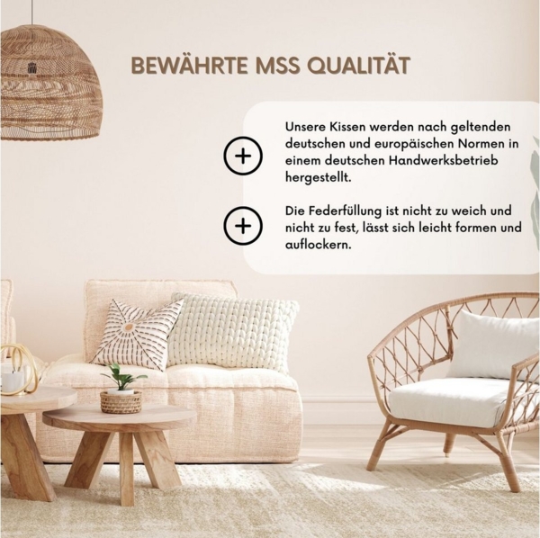 MSS e.K. Federkissen Federkissen 4er-Set, Füllung: 100% Gänsefedern, Bezug: ohne extra Bezug, Gänsefedern, Inlett 100% Baumwolle, kein Lebendrupf Bild 2