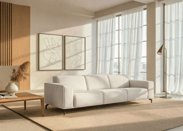 Home affaire 3-Sitzer Lorcan 257 cm, weiches Sitzgefühl, mit schwarzen Metallfüßen, Lederoptik und in weichem Strukturstoff