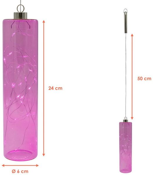 Spetebo LED Pendelleuchte Glas - 24 x 6 cm, mit Timer, LED fest integriert, warm weiß, Hängelampe Batterie betrieben