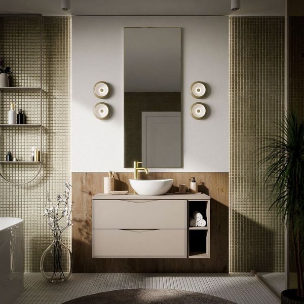 Lookway Badmöbel-Set MIRA II 80 cm mit Soft-Close & Waschbecken, (Badezimmerschrank mit wählbarem, Becken und Armatur), mit Soft-Close-System