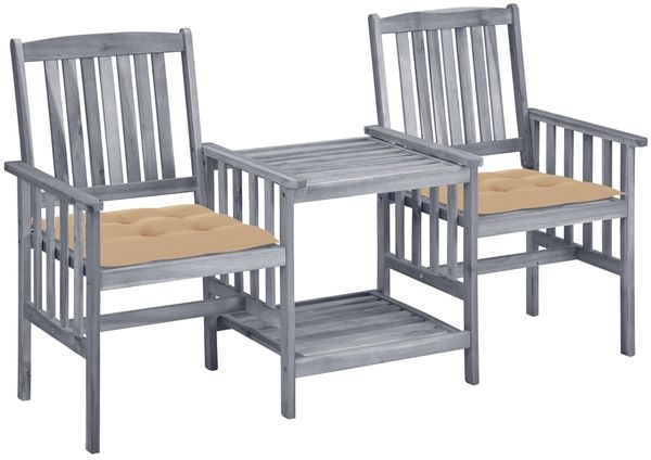 vidaXL Gartenstühle mit Teetisch und Kissen Massivholz Akazie 3061320