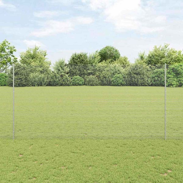 vidaXL Zaun mit Pfosten Silber 3336375