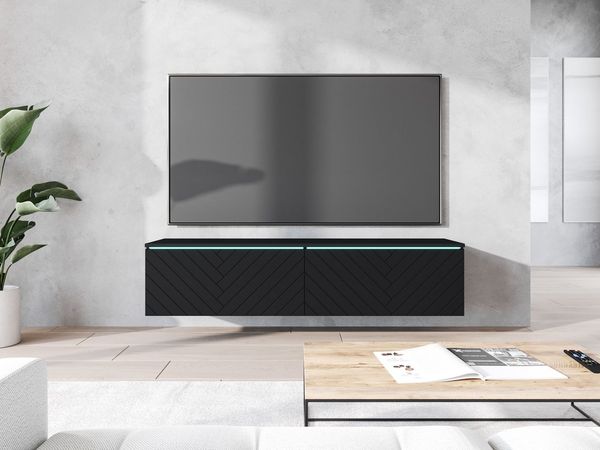 Home affaire Lowboard wahlweise mit oder ohne Beleuchtung (1 St), 140 cm TV-Board ohne Griffe, mit viel Stauraum, stehend und hängend