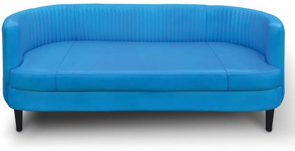 Casa Padrino Luxus Leder Sofa Blau / Schwarz 180 cm - Echtleder Wohnzimmer Möbel