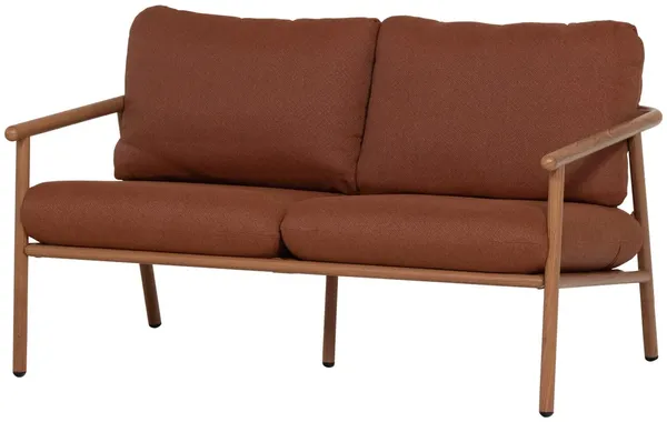 2-Sitzer Gartensofa Cavero - Aluminium Natur, Olefin-Bezug Terrakotta